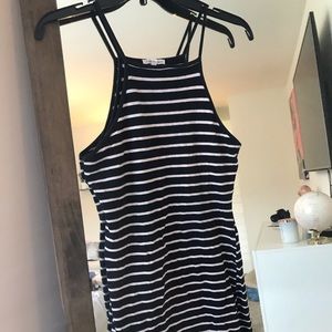 Stripped body-con midi dress